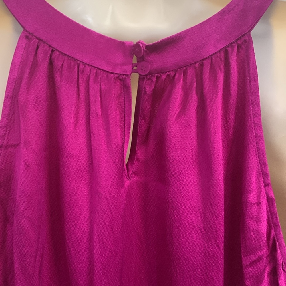 Rebecca Taylor Silk Fuchsia Size 6 Sleeveless Dress Ruffle Detail Pockets EUC - Picture 4 of 14